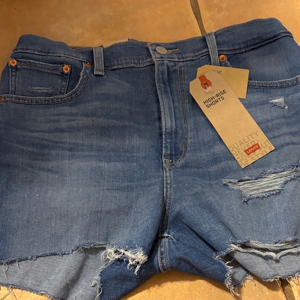 Levi's Distressed Blue Denim Shorts
